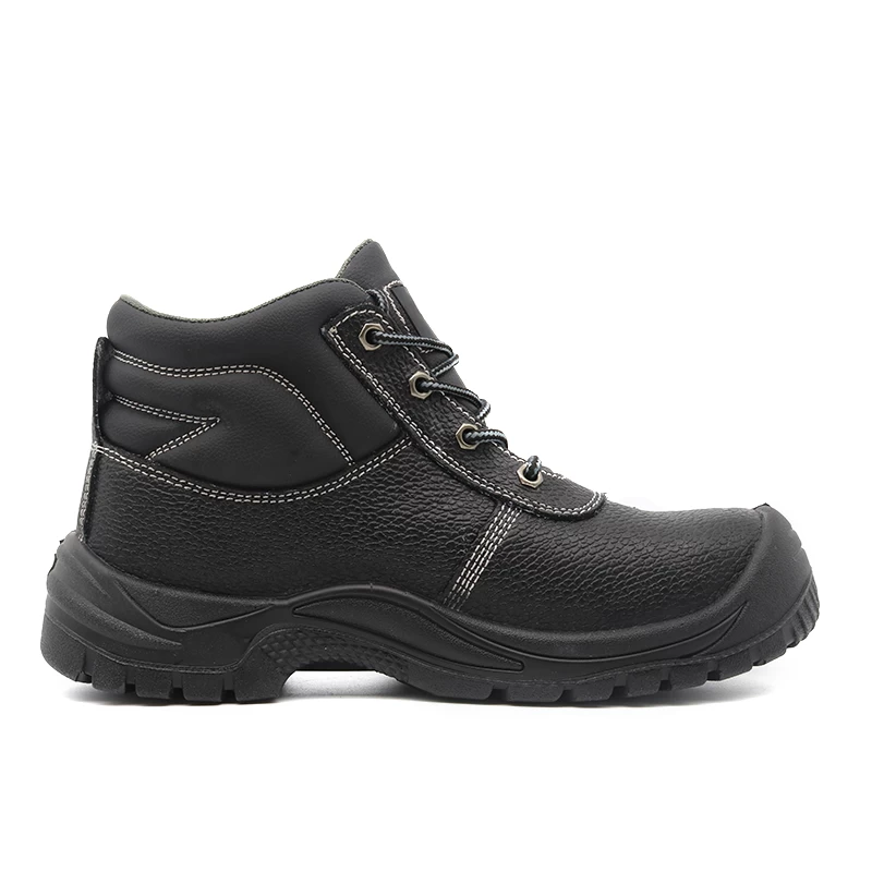 China TM009 Oil and slip resistant pu sole black genuine leather steel toe safety shoes CE S3 manufacturer
