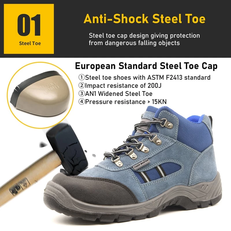China TM207 oil slip resistant pu sole puncture proof steel toe men safety shoes sport manufacturer