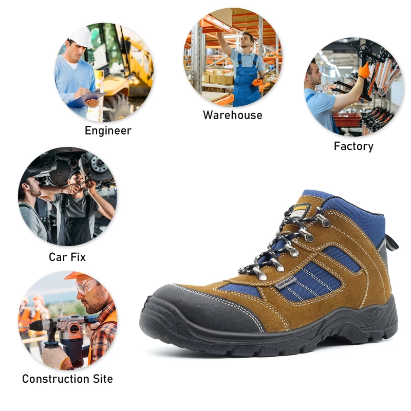 China TM219-A Brown suede leather pu sole puncture proof steel toe safety shoes for men manufacturer
