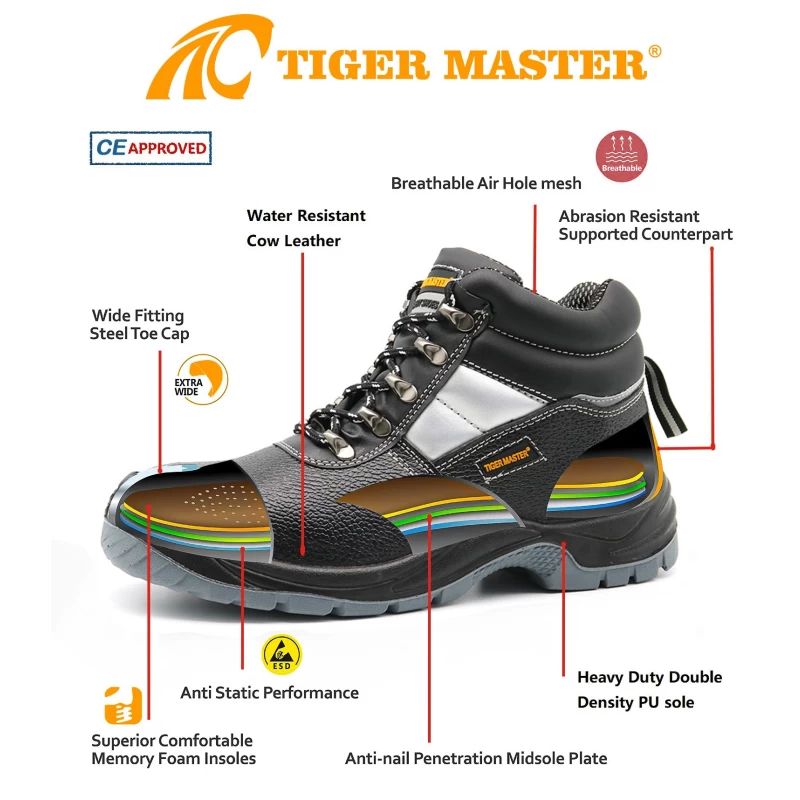 China TM004 Waterproof anti slip steel toe puncture resistant anti static mining safety shoes for men manufacturer