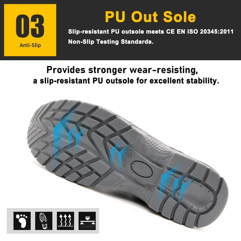 중국 TM008L 안티 슬립 pu 단독 가죽 펑크 방지 강철 발가락 작업 안전 신발 CE S3 제조업체