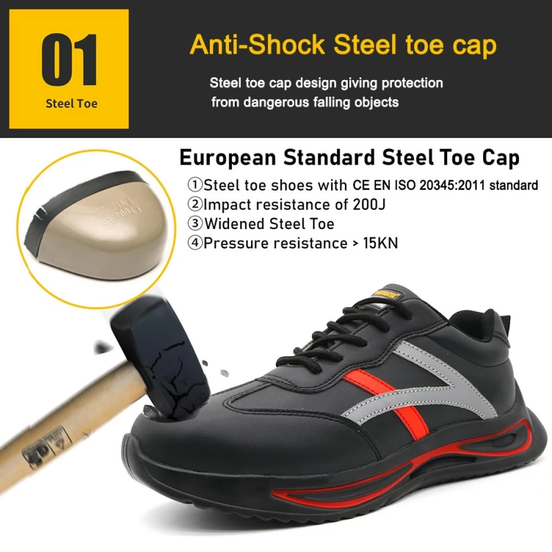 China TM261 Anti slip pu zool microfiber leer heren stalen neus veiligheidsschoenen sneakers fabrikant