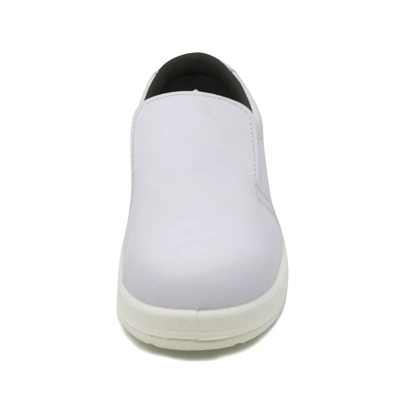 China TM065 Sapatos de cozinha antiderrapantes em couro de microfibra branca com biqueira de aço fabricante