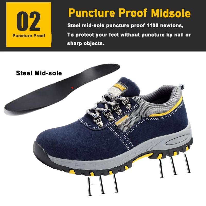 China TM2038 Non slip rubber sole cow suede leather anti static steel toe sport type safety shoes manufacturer