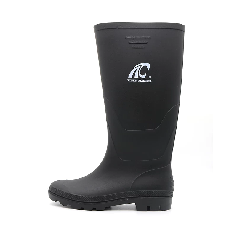 China GB02 botas de chuva em pvc pretas, resistentes a ácidos, baratas e à prova d'água para homens fabricante