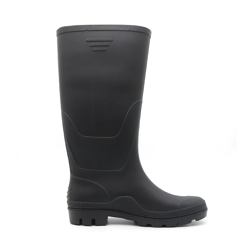 China GB02 waterproof oil acid resistant cheap black non safety pvc rain boots for men manufacturer