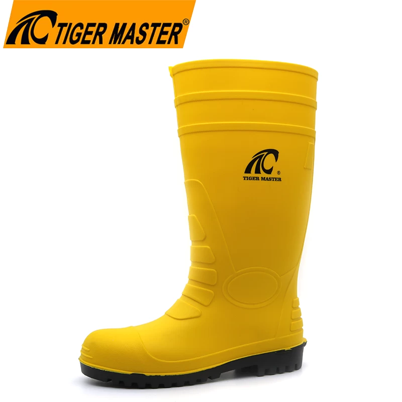 中国 GB08 CE 防滑防水黄色 pvc 钢头安全雨鞋 制造商