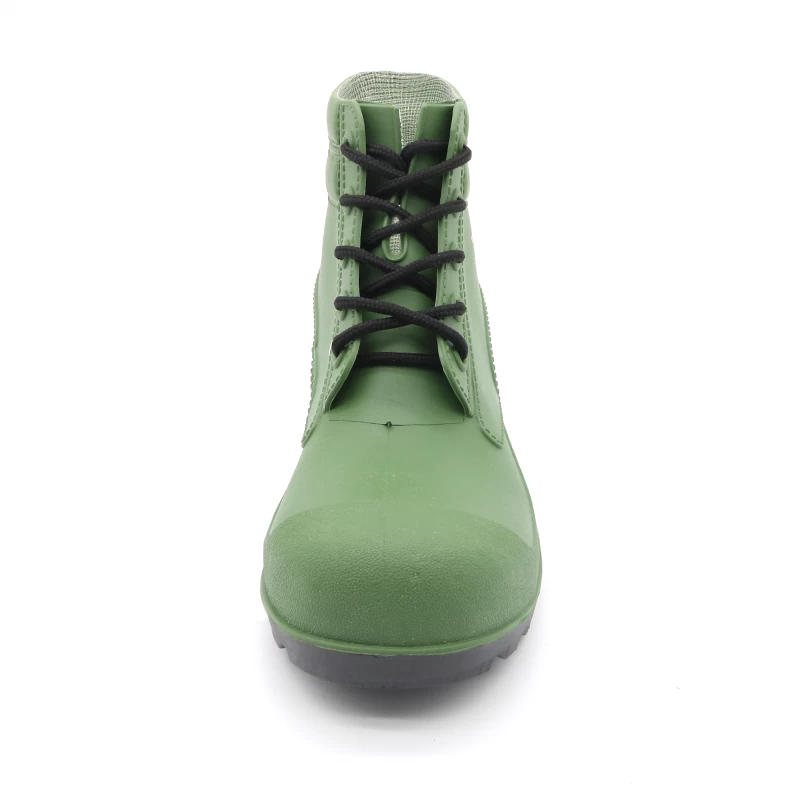 China GBA green waterproof CE ankle pvc safety rain boots with steel toe manufacturer