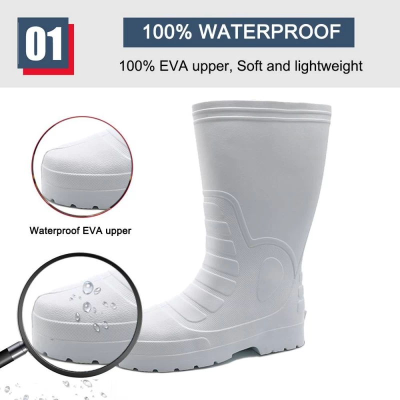 China EB07 White anti slip waterproof light weight non safety EVA foam boots manufacturer