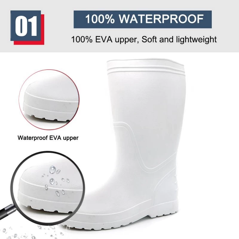 China EB08 White non slip lightweight non safety EVA rain boots waterproof manufacturer