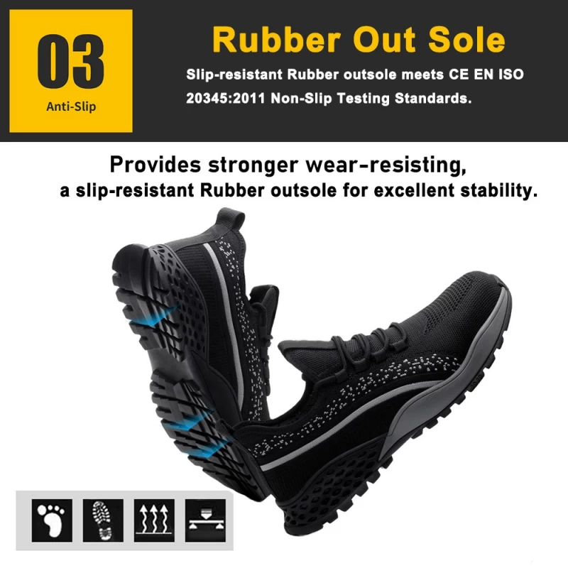 China TM263 Anti slip soft rubber sole prevent puncture lightweight sneakers safety shoes steel toe manufacturer