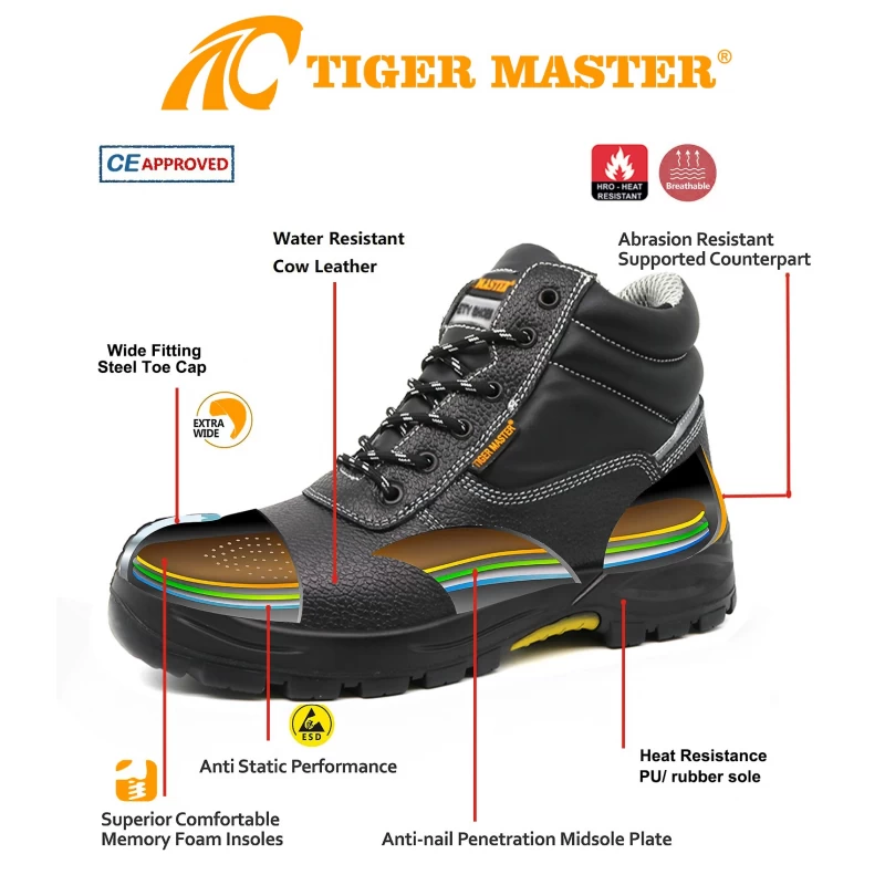 China TM133 Heat resistant rubber sole oil gas industry safety shoes with steel toe manufacturer
