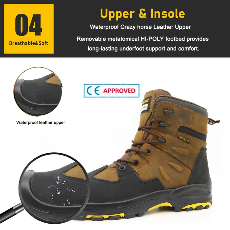 China TM134 Heat resistant leather safety shoes boots with steel toe and mid-plate manufacturer