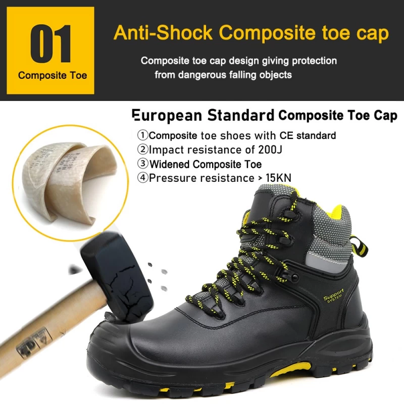 China TM158 HRO rubber sole anti puncture heat resistant safety shoes composite toes manufacturer