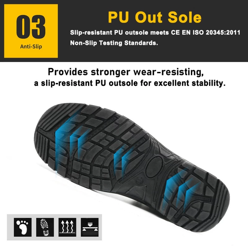 China TM159 Non slip PU sole prevent puncture safety shoes steel toes manufacturer