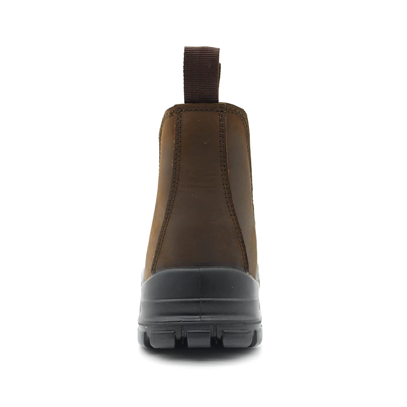 China TM160 Brown leather steel toe puncture proof men safety shoes without lace manufacturer