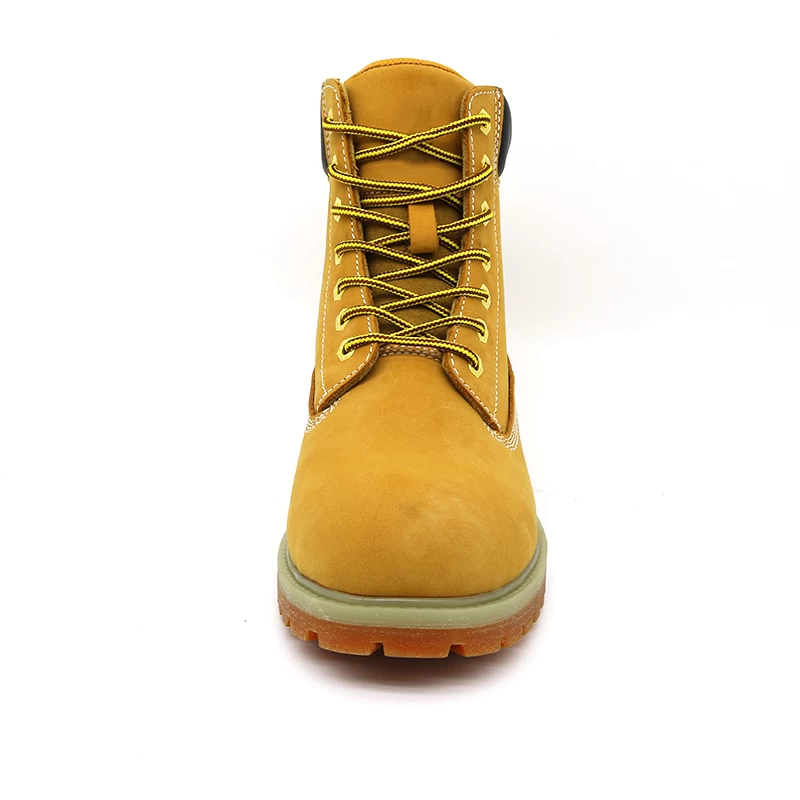 China TM164 Yellow nubuck leather anti slip rubber sole non safety goodyear shoes for unisex manufacturer