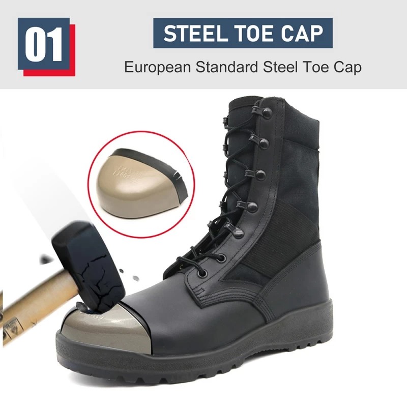 Китай TM073 Non slip PU sole black leather steel toe welding safety boots for men - COPY - gpujna производителя