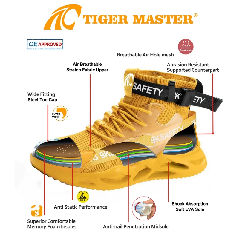 الصين TM271 عدم الانزلاق EVA وحيد المضادة للثقب الصلب اصبع القدم أحذية السلامة عارضة أحذية رياضية الصانع