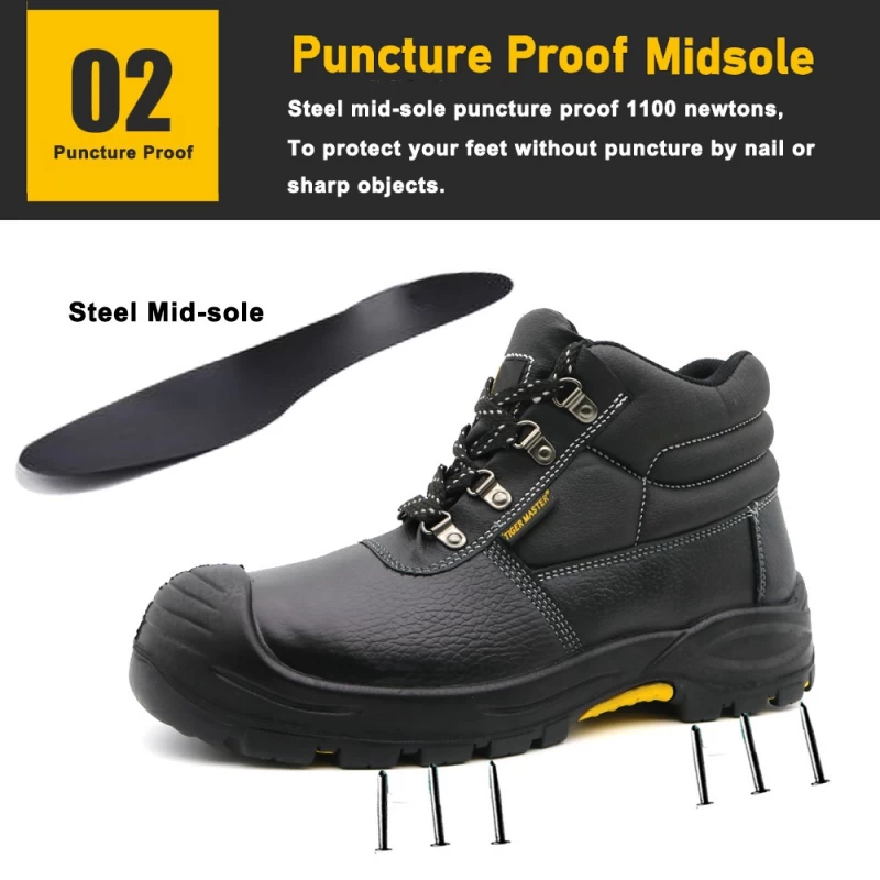 China TM166 HRO oil resistant rubber sole safety shoes with steel toe and mid-sole manufacturer