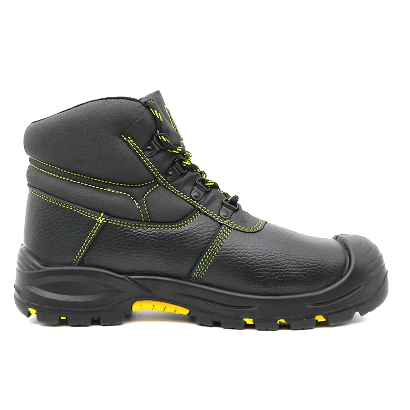China TM167 Black leather prevent puncture mining safety shoes with steel toe cap manufacturer