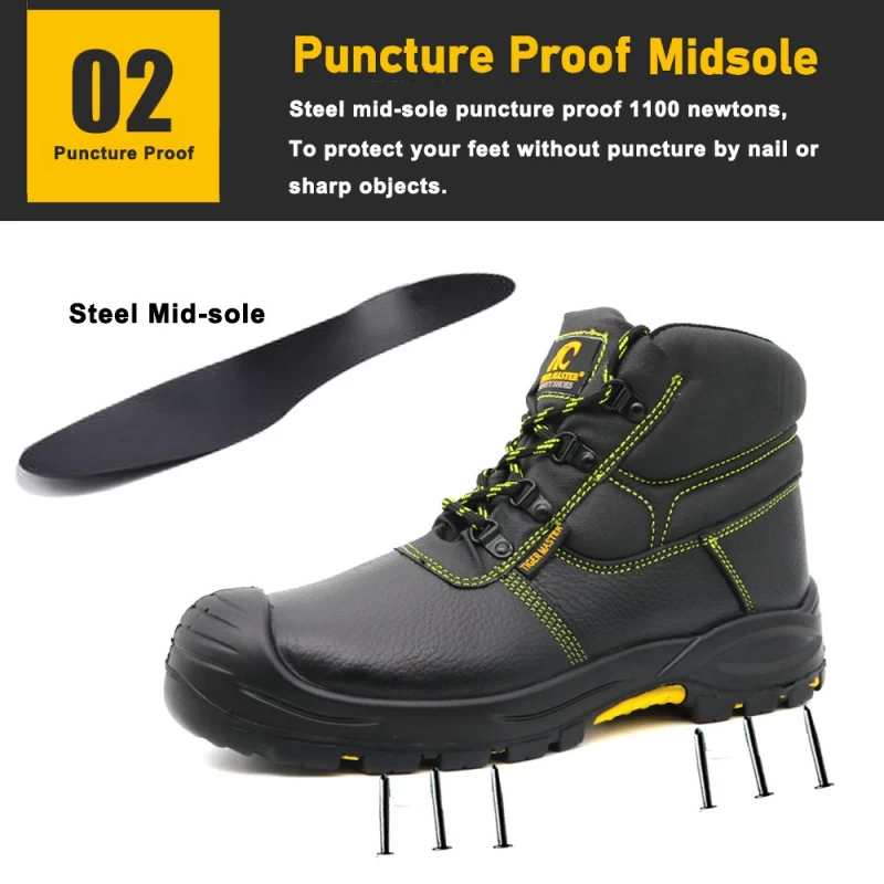 porcelana Zapatos de seguridad para minería TM167 de cuero negro para evitar perforaciones con puntera de acero fabricante