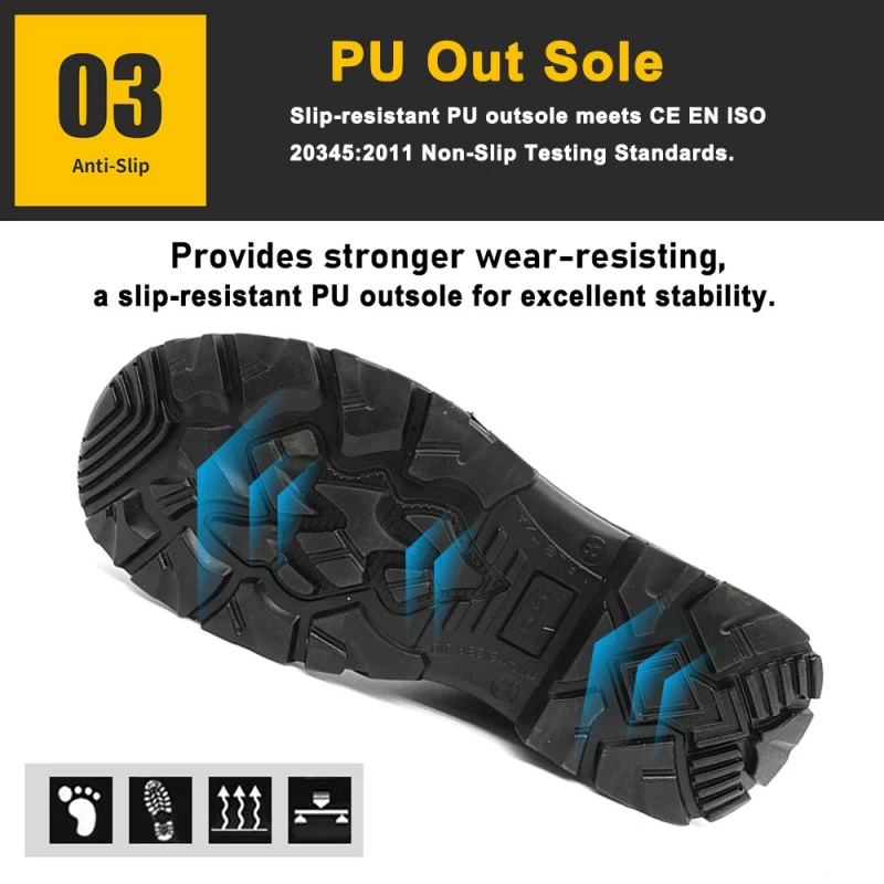 Chine TM169 Chaussures de sécurité antidérapantes en acier anti-perforation pour hommes à semelle en PU pour l'industrie fabricant