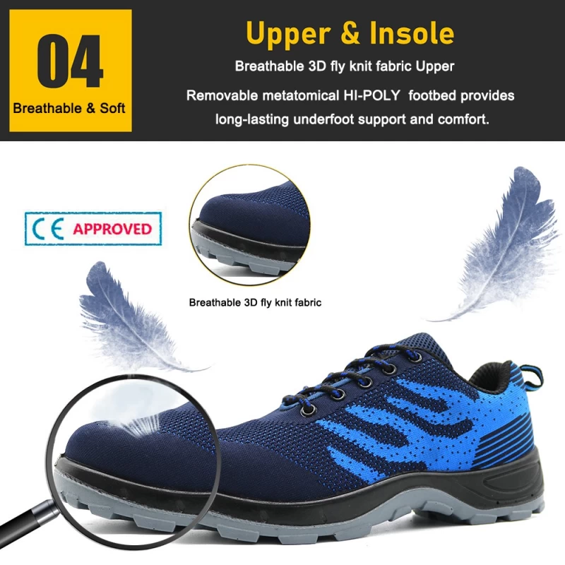 الصين TM214P أحذية أمان رياضية من نوع PU غير قابلة للانزلاق مع صفيحة فولاذية متوسطة الصانع