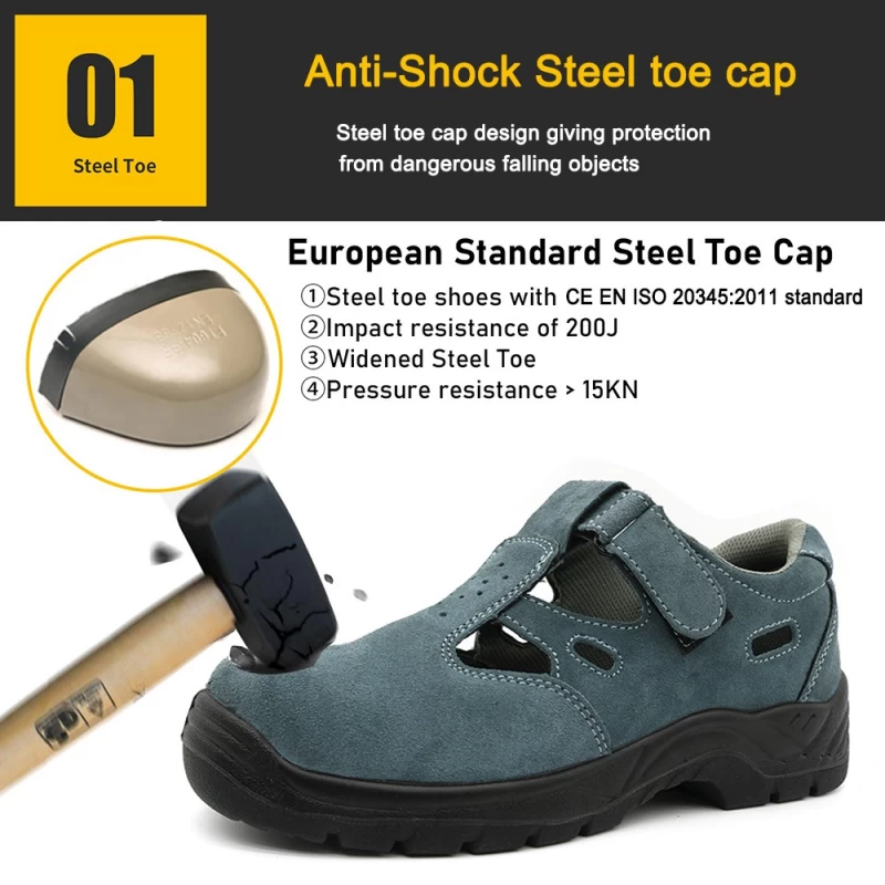 China Sola de PU antiderrapante TM265 evita perfurações de biqueira de aço sapatos de segurança de verão para homens fabricante