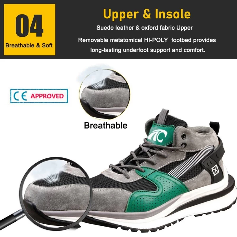 China TM267G Slip resistant PU sole prevent puncture steel toe safety sneaker shoe manufacturer