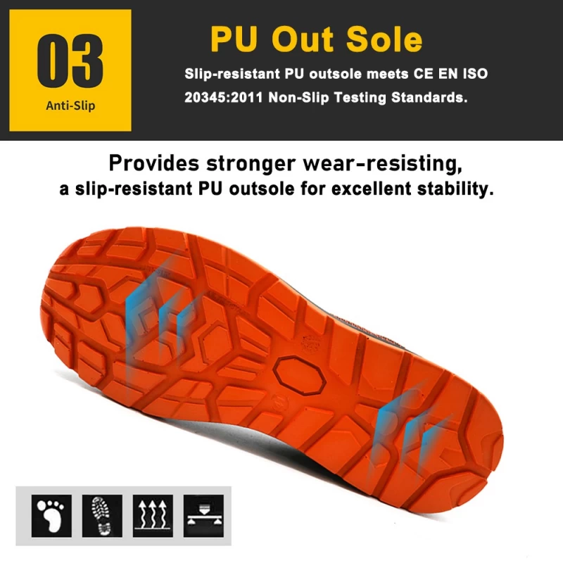 الصين TM268 حذاء أمان رياضي من نوع PU وحيد مضاد للانزلاق جديد مع إصبع قدم مركب الصانع