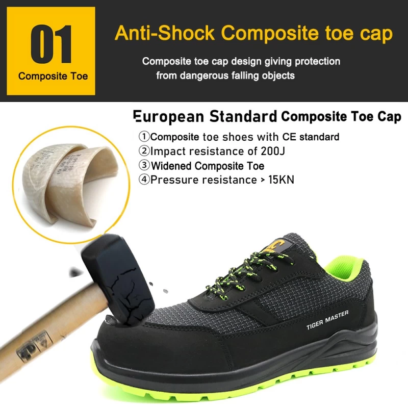 porcelana TM269 Zapatos de seguridad de aeropuerto antipinchazos con punta de compuesto antideslizante negro para hombres fabricante