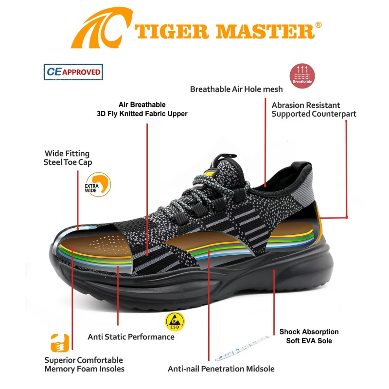 中国 TM270 软质EVA鞋底防刺穿钢趾安全鞋运动 制造商