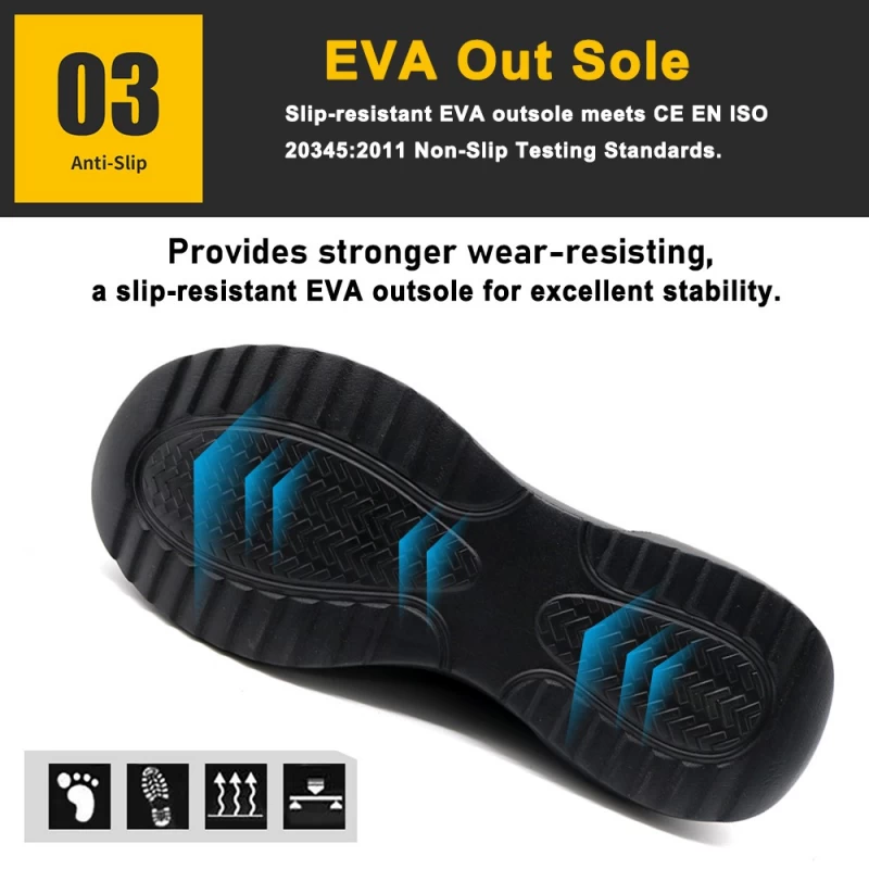 China TM270 Soft EVA sole anti puncture steel toe safety shoes sport manufacturer