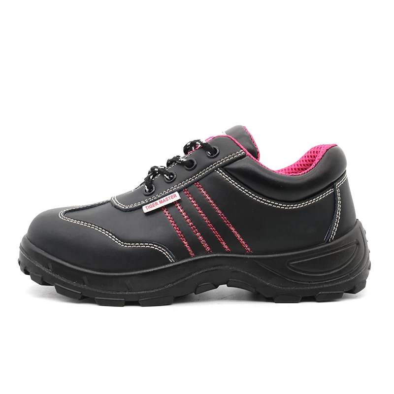 Chine TM077L Chaussures de sécurité noires à bout en acier anti-crevaison bon marché pour femmes fabricant