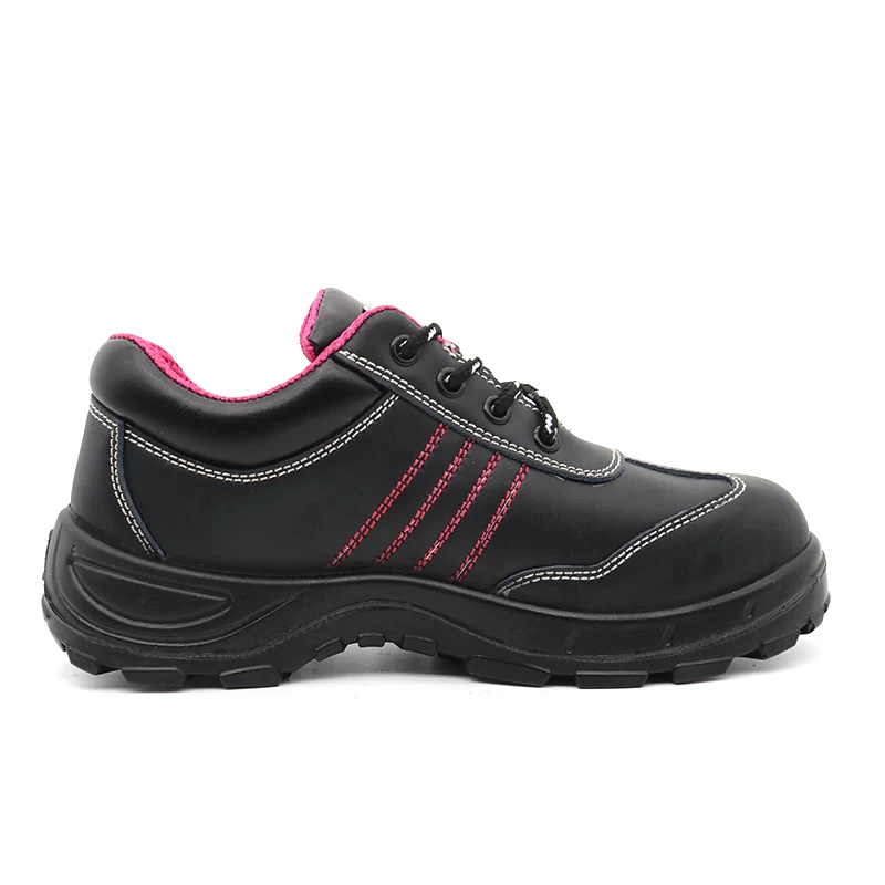China TM077L Black puncture proof steel toe cheap safety shoes for women manufacturer