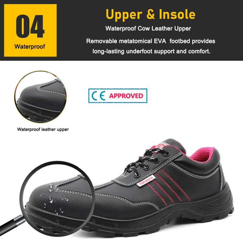 الصين TM077L الأسود الصلب واقية من ثقب اصبع القدم أحذية السلامة الرخيصة للنساء الصانع