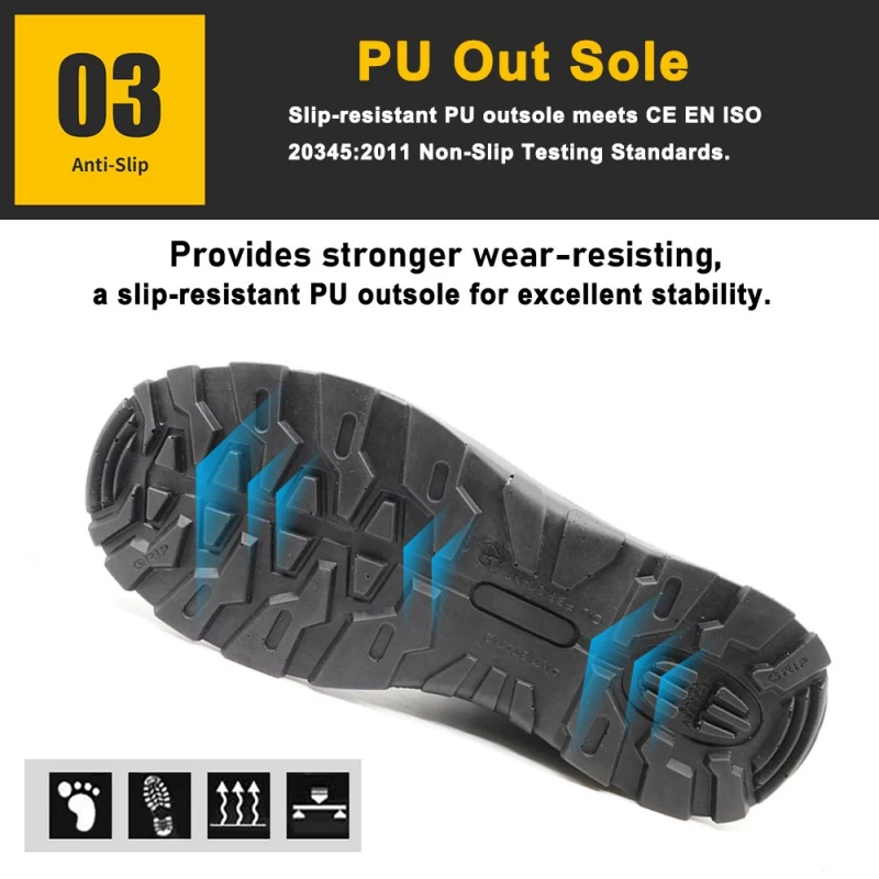 China TM077 Non slip PU sole women safety waterproof shoes with steel toe manufacturer