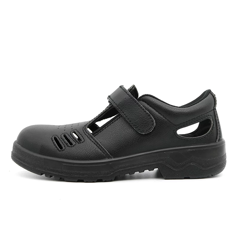 Chine TM075 Chaussures de sécurité d'été antidérapantes en cuir noir pour hommes fabricant