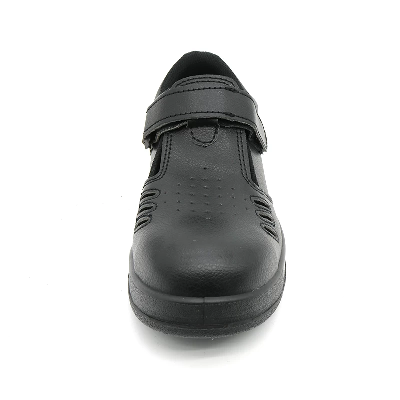 中国 TM075 男士黑色皮革防滑钢头夏季安全鞋 制造商