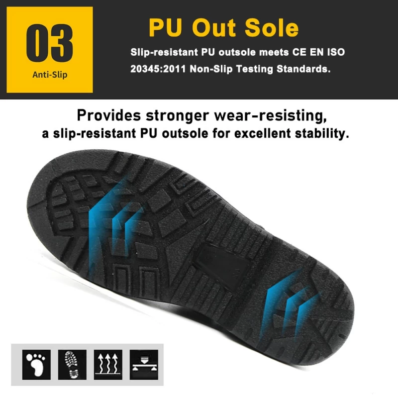 China TM075 Black leather anti slip steel toe summer safety shoes for men manufacturer