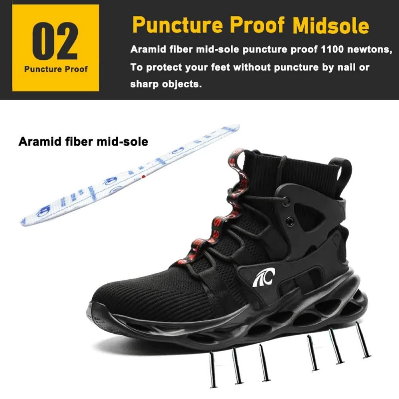 China TM3053 Black anti slip prevent puncture steel toe sport safety shoes fashion manufacturer