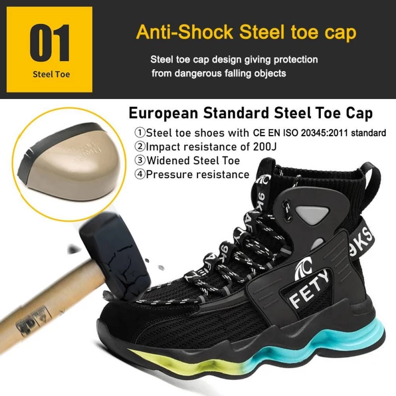 porcelana TM3052 Zapatos de seguridad de zapatillas de deporte de moda con suela de EVA suave para hombres con punta de acero liviano fabricante