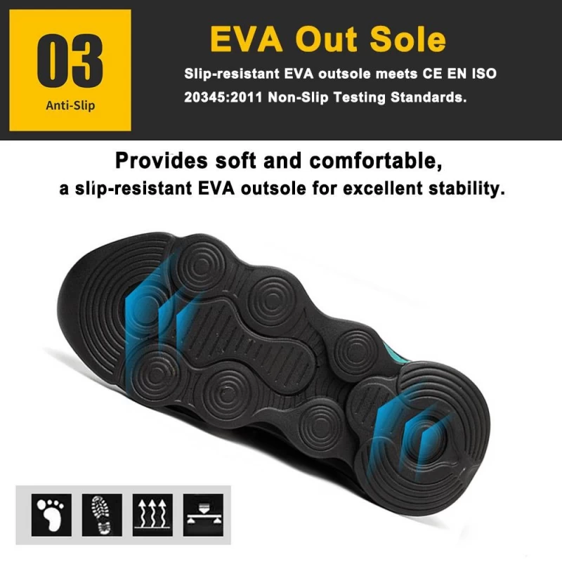 porcelana TM3052 Zapatos de seguridad de zapatillas de deporte de moda con suela de EVA suave para hombres con punta de acero liviano fabricante