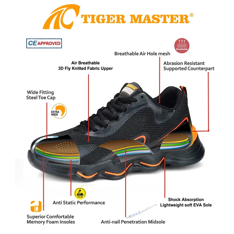 China TM3054 Non slip soft EVA sole steel toe fashion safety sneaker men shoes work manufacturer
