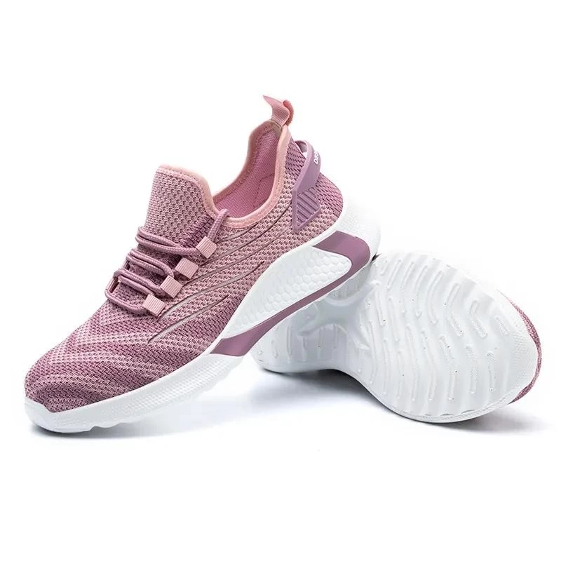 China TM3058 Anti slip prevent puncture steel toe fashion sneaker safety shoes pink for women manufacturer