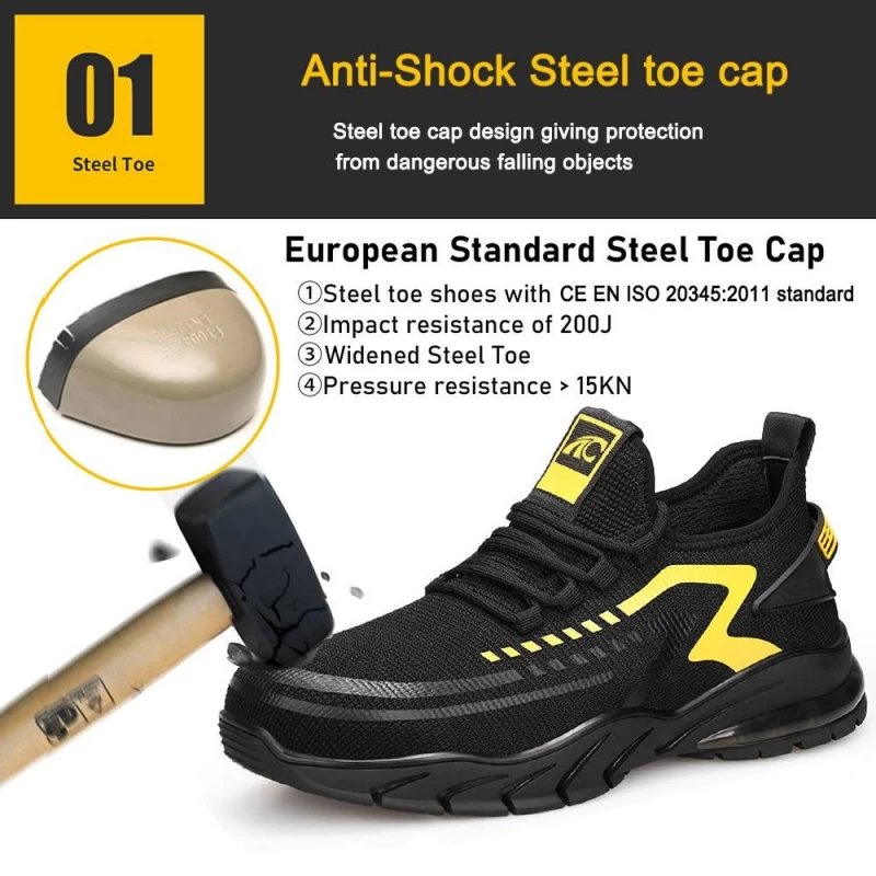 porcelana TM3061 suela de goma de absorción de impactos zapatos de seguridad deportivos con punta de acero a la moda fabricante