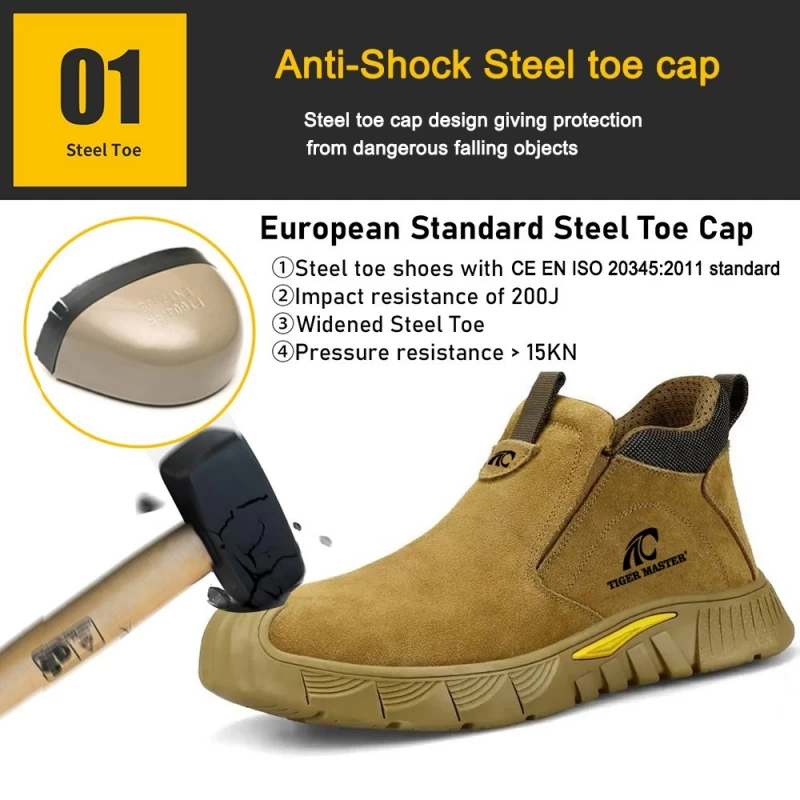 porcelana TM3049 Hot picks suela de goma antideslizante zapatos de seguridad para soldar con punta de acero sin cordones fabricante