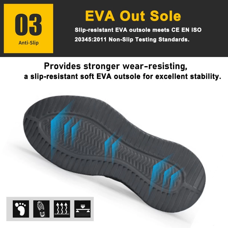 Chine TM3065 semelle souple antidérapante en EVA chaussures de sécurité légères à la mode avec bout en acier fabricant