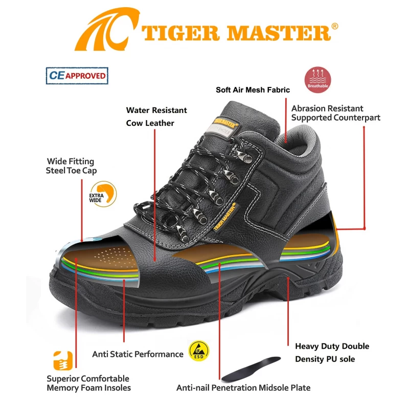 porcelana TM3069 Zapatos de seguridad con punta de acero a prueba de pinchazos resistentes al aceite para la construcción fabricante